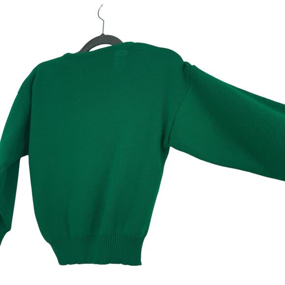 Traditional Craft Irish V Neck Sweater Kids 7-8 Celtic St Pattys Day Green - Picture 7 of 12